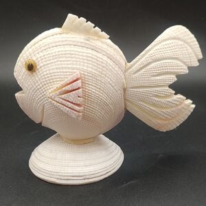 Vintage Handcrafted Seashell Fish Sculpture - 5.5" Nautical Folk Art - Excellent